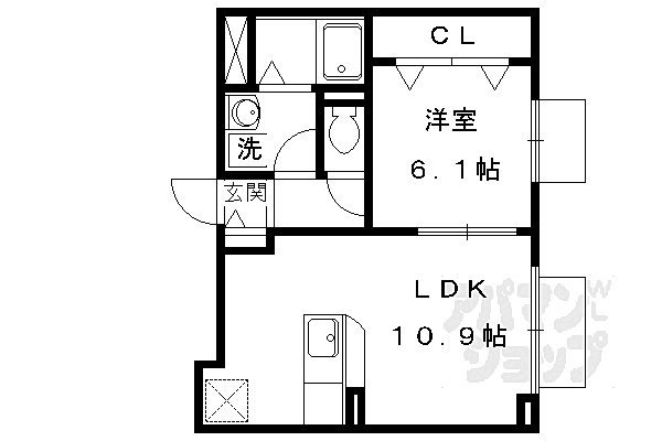 京都府京都市北区紫野北舟岡町(賃貸アパート1LDK・1階・40.43㎡)の写真 その2