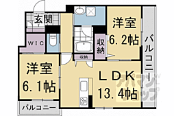 ＨＡＢＩＴＥＲ　御所西 206 2階2LDKの間取り