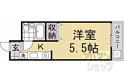 京都市営烏丸線 北大路駅 徒歩26分の賃貸マンション 4階1Kの間取り