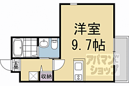 京都市営烏丸線 北大路駅 徒歩14分の賃貸マンション 1階ワンルームの間取り