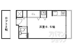 京福電気鉄道北野線 北野白梅町駅 徒歩16分の賃貸マンション 4階ワンルームの間取り