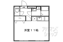 京福電気鉄道北野線 北野白梅町駅 徒歩9分の賃貸マンション 1階ワンルームの間取り