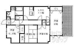 京都市営烏丸線 北山駅 徒歩1分の賃貸マンション 2階4LDKの間取り