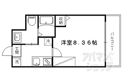フラッティ千本下長者町 1階1Kの間取り