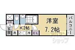 エステムコート京都二条 7階1Kの間取り