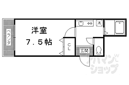 京都市営烏丸線 北大路駅 徒歩13分の賃貸マンション 2階1Kの間取り