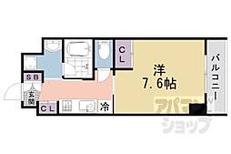 京都地下鉄東西線 京都市役所前駅 徒歩10分の賃貸マンション 4階1Kの間取り