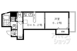 京都市営烏丸線 烏丸御池駅 徒歩7分の賃貸マンション 6階1DKの間取り