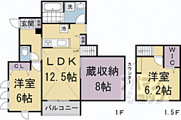 京都地下鉄東西線 東山駅 徒歩9分の賃貸アパート 1階2SLDKの間取り