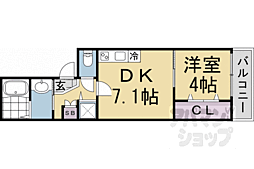 Ｃｏｃｏｎ京都一条 405 4階1DKの間取り