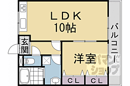 京都市営烏丸線 北大路駅 徒歩20分の賃貸マンション 2階1LDKの間取り