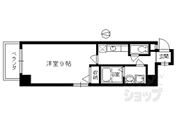 京都市営烏丸線 五条駅 徒歩6分の賃貸マンション 4階1Kの間取り