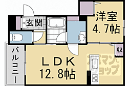 JR山陰本線 円町駅 徒歩4分の賃貸マンション 2階1LDKの間取り