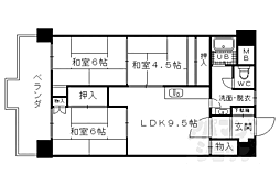 JR山陰本線 円町駅 徒歩7分の賃貸マンション 1階3DKの間取り
