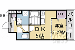 エクスフォート京都聚楽町 5階1DKの間取り