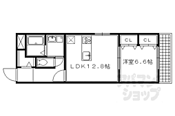 京都地下鉄東西線 二条城前駅 徒歩6分の賃貸マンション 1階1LDKの間取り