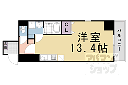 京都市営烏丸線 四条駅 徒歩5分の賃貸マンション 5階ワンルームの間取り