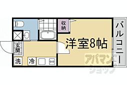 フラッティ丸太町御前 3階1Kの間取り