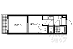 叡山電鉄叡山本線 元田中駅 徒歩1分の賃貸マンション 1階2Kの間取り