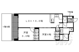 京阪本線 神宮丸太町駅 徒歩10分の賃貸マンション 2階2LDKの間取り