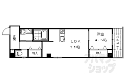 京都市営烏丸線 烏丸御池駅 徒歩5分の賃貸マンション 7階1LDKの間取り