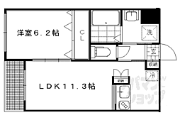 京阪本線 出町柳駅 徒歩19分の賃貸マンション 2階1LDKの間取り