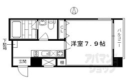 京都市営烏丸線 五条駅 徒歩5分の賃貸マンション 4階1Kの間取り
