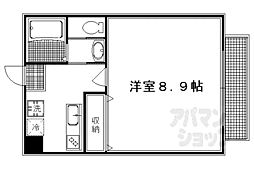フラッティ一条御前 2階1Kの間取り