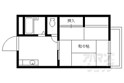 坂東ハイツ 2階1Kの間取り