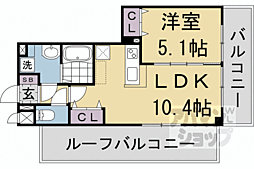叡山電鉄叡山本線 修学院駅 徒歩6分の賃貸マンション 5階1LDKの間取り