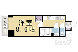 JR山陰本線 丹波口駅 徒歩5分の賃貸マンション 4階1Kの間取り