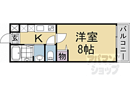 京都市営烏丸線 北大路駅 徒歩27分の賃貸アパート 2階1Kの間取り