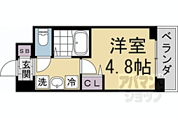 京都市営烏丸線 北大路駅 徒歩27分の賃貸マンション 3階1Kの間取り