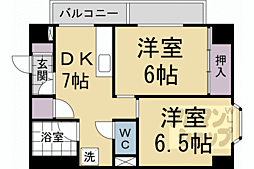 コスモ星の子ハイツ 2DKの間取図画像