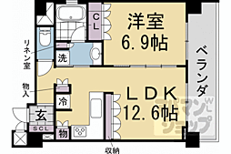 京都市上京区武者小路町マンション 1LDKの間取図画像