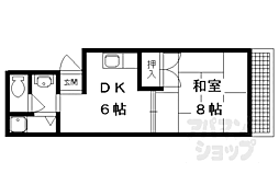 サンライズ紫野 1DKの間取図画像