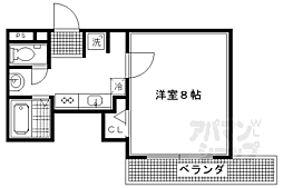 グランコスモ鴨川 1Kの間取図画像