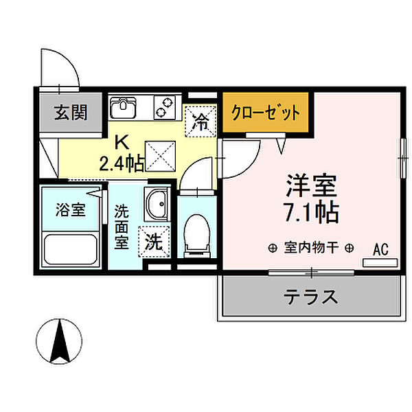 エトーレ・ＤIII 102｜神奈川県小田原市南鴨宮３丁目(賃貸アパート1K・1階・26.86㎡)の写真 その2