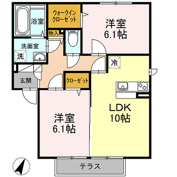 コトー　Ｃ 105｜神奈川県秦野市戸川(賃貸アパート2LDK・1階・55.44㎡)の写真 その2