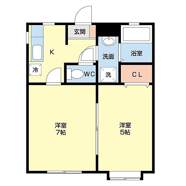 ハウスＡ 102｜神奈川県秦野市鶴巻南４丁目(賃貸アパート2K・1階・34.70㎡)の写真 その2