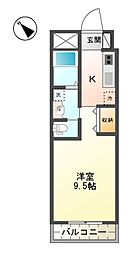 メルベーユ・ラヴィ 1Kの間取図画像