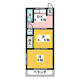 花ぞの荘 2DKの間取図画像