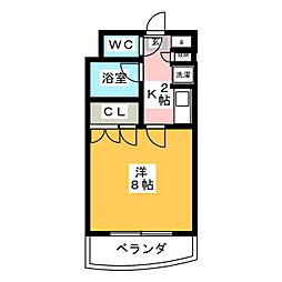 パインクレスト萩野 7階1Kの間取り