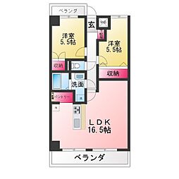 ルーヴル元志賀 2LDKの間取図画像