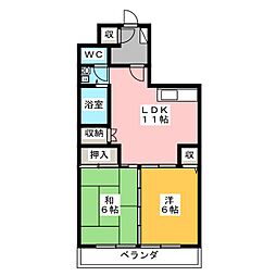清和ビル 2LDKの間取図画像