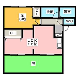 ヴェルディール 1LDKの間取図画像