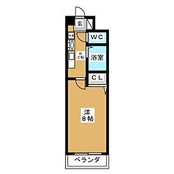 クレセント 1Kの間取図画像