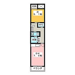 グランスイート敷島 1DKの間取図画像