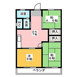 サンハイツ花堂 3DKの間取図画像