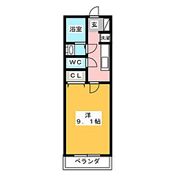 リブリ・MDI黒川 1Kの間取図画像